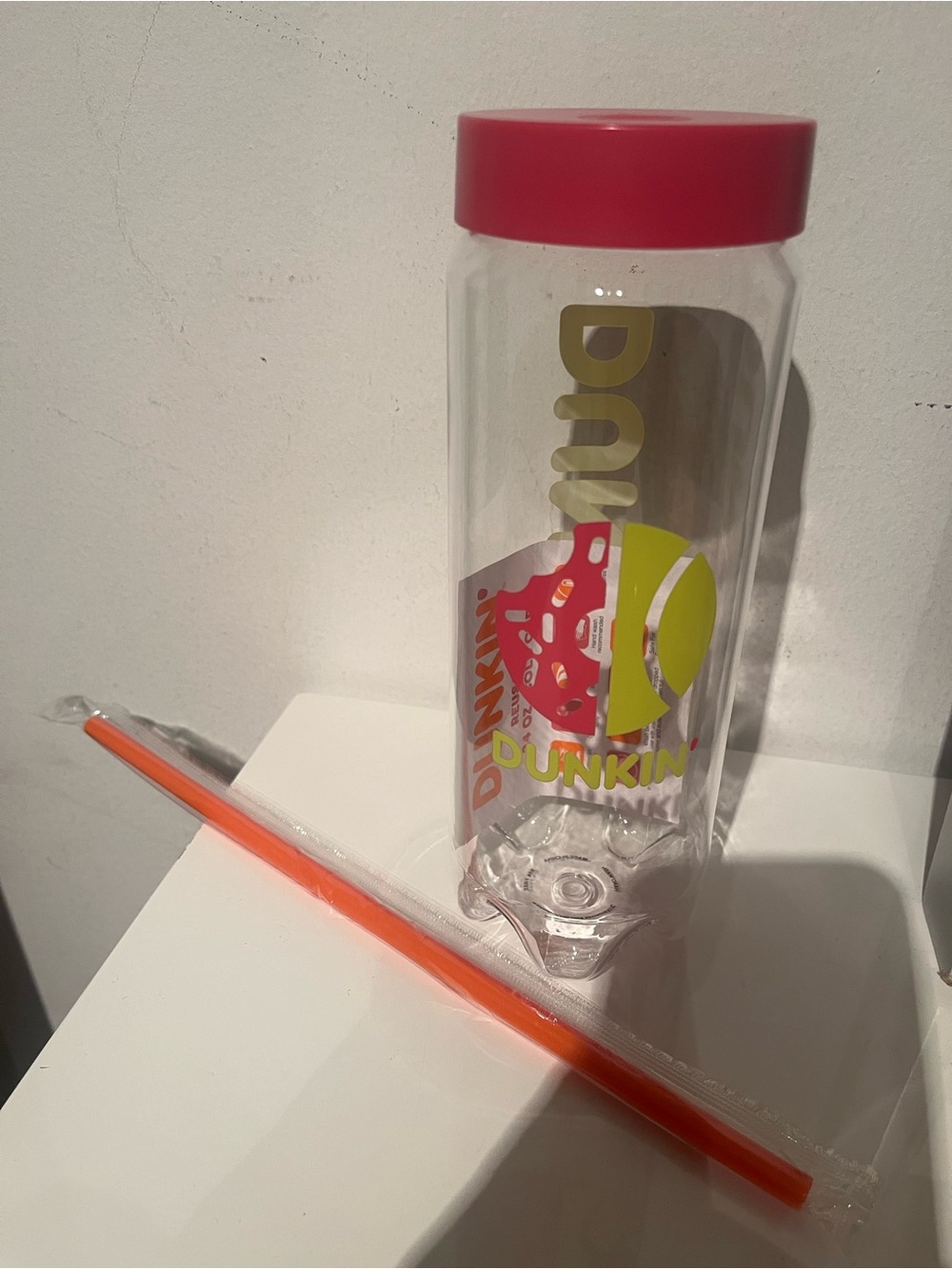 Dunkin' 2026 Tennis 24oz Reusable Cold Cup w/ Lid & Straw. Tennis Ball can shape